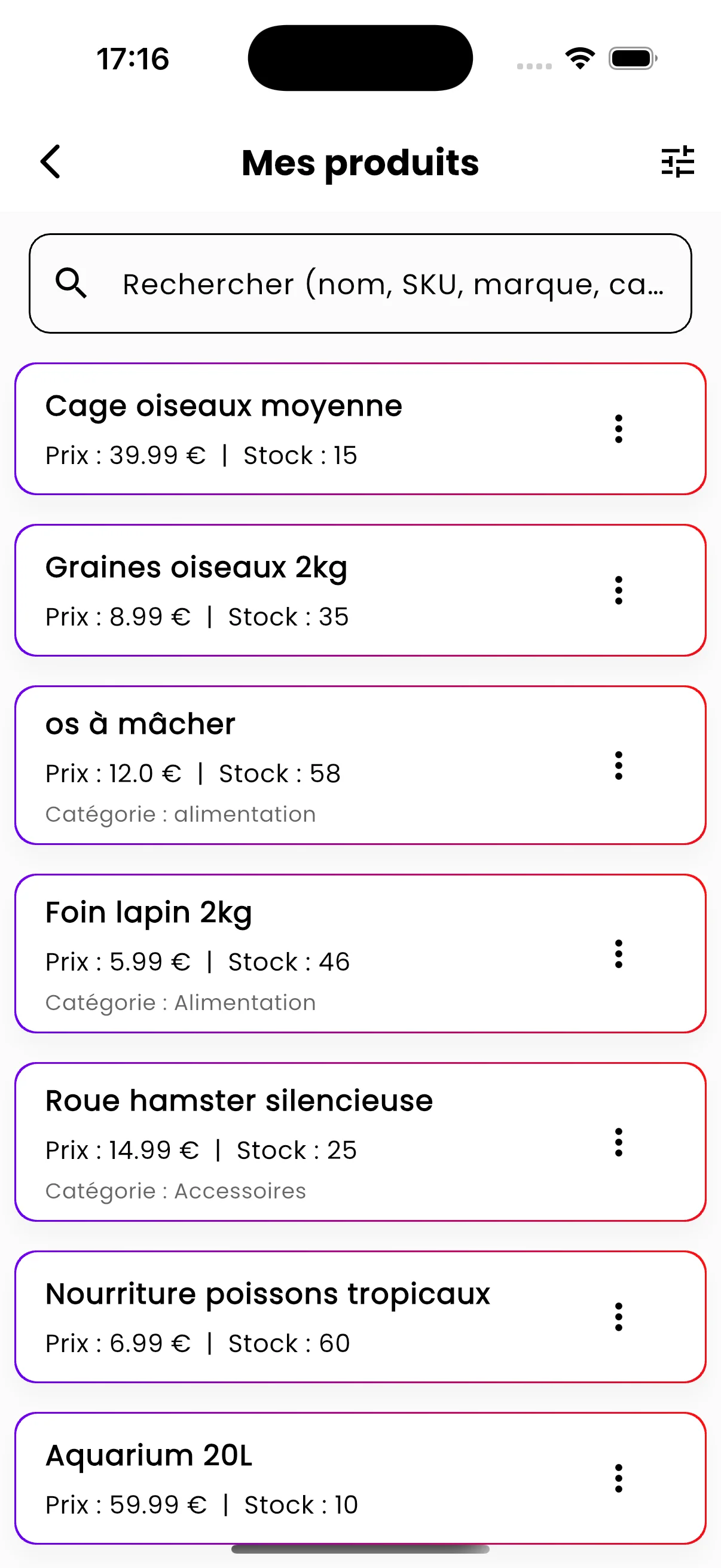 Application commerçant AllDrop, gestion des commandes