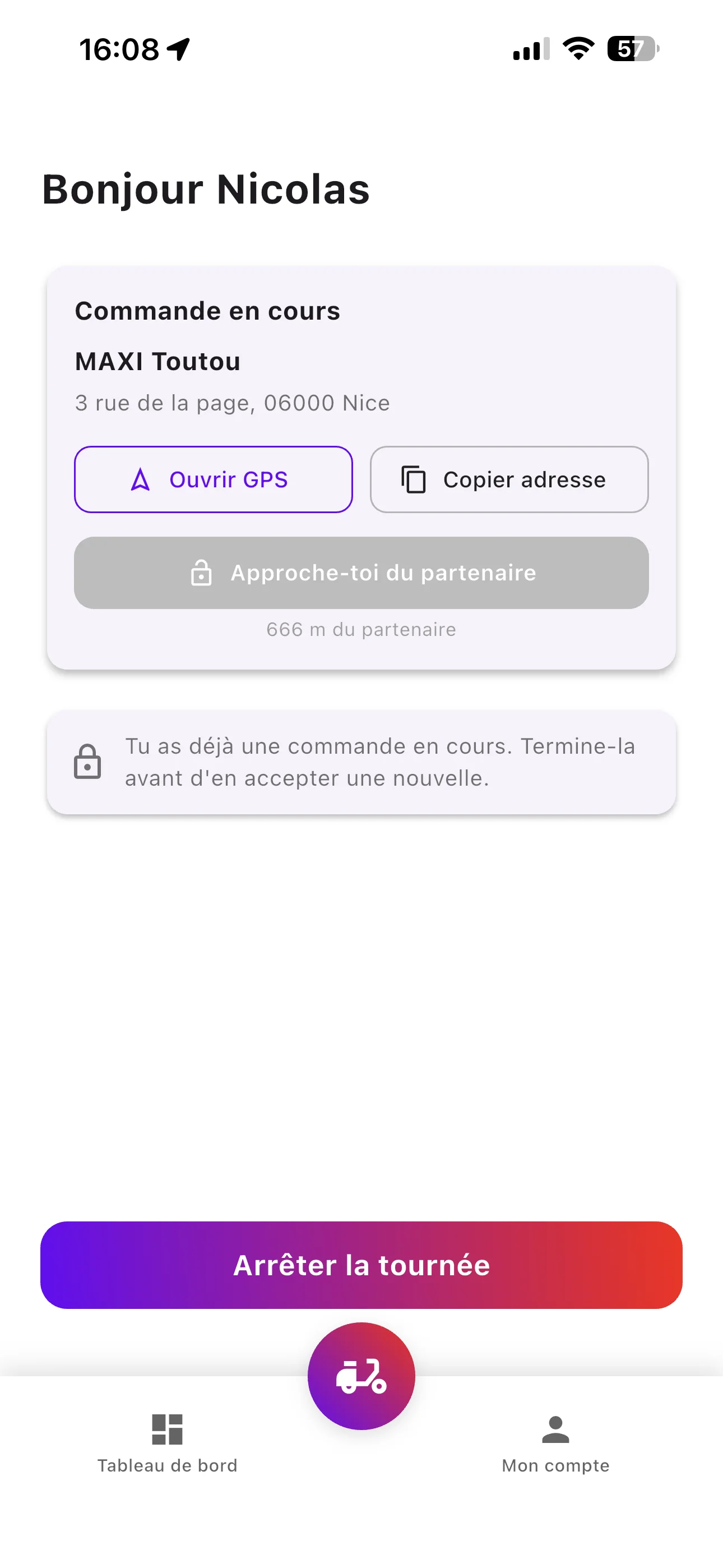 Application livreur AllDrop, validation de livraison